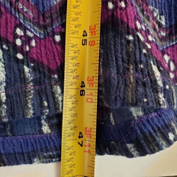 La Cera Floral Midi Dress Purple Rayon Shift Boho Short Sleeve Womens Medium - Picture 10 of 10